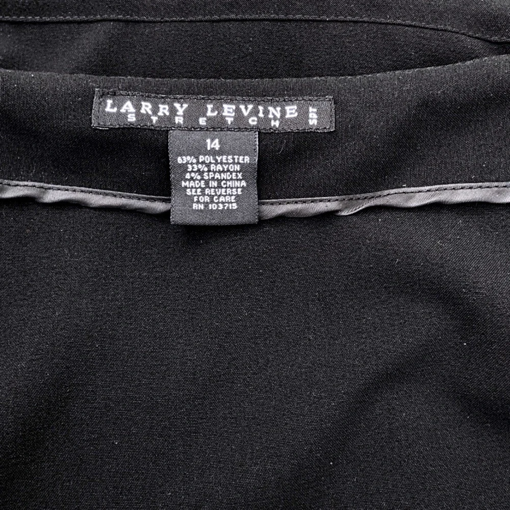 LARRY LEVINE womens stretch pleated ruffle‎ skirt 14 black career Y2K minimalist